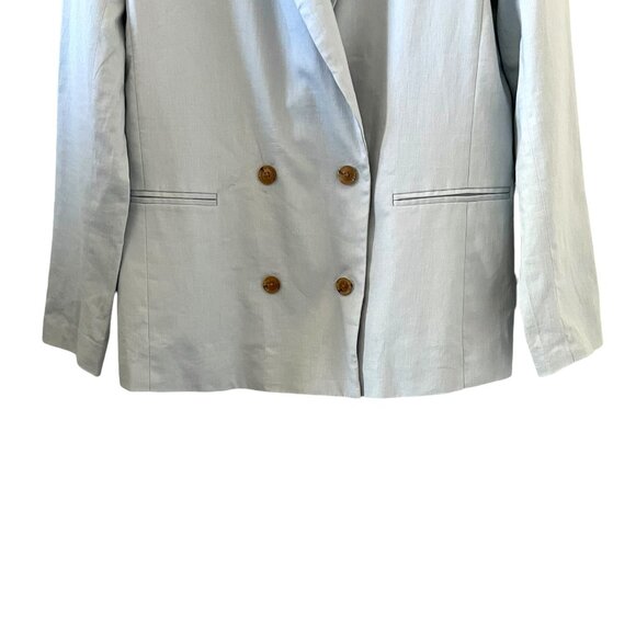 Banana Republic NEW Linen Blend Double Breasted Blazer In Powder Blue Size 10 - Picture 8 of 16